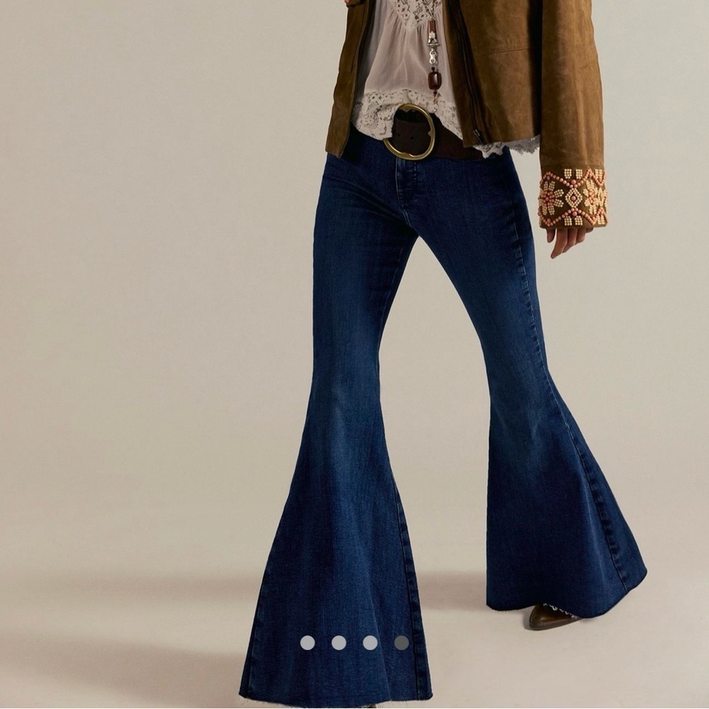 Free People We The Free CRVY Stretch High-Rise Lace-Up Flare Jeans Women’s Sz 27